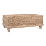 Delilah Handwoven Abaca and Mahogany Storage Coffee Table