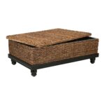 Delilah Handwoven Abaca and Mahogany Storage Coffee Table - Image 10