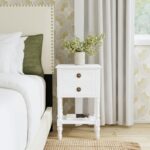 Nova Hand-Carved Solid Wood 2-Drawer Side Table - Image 2