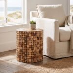 Mila Round Recycled Coconut Shell Accent Table - Image 5