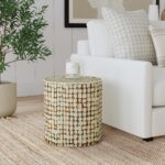 Mila Round Recycled Coconut Shell Accent Table - Image 9