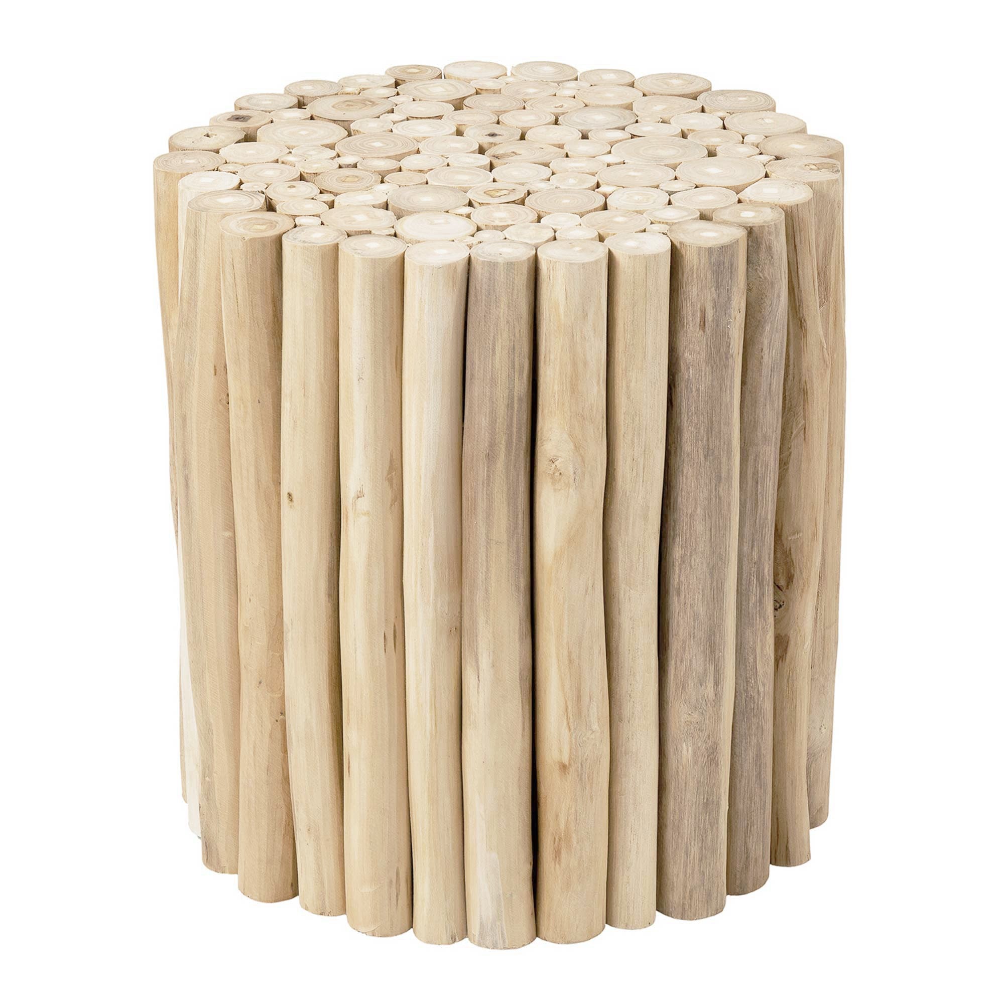 TT-SY-PL303-NT_001_d4ab1953-1a2d-4071-b3c6-d29cdee1f226 Stanley Organic Teak Branch Drum Side Table - Image 1