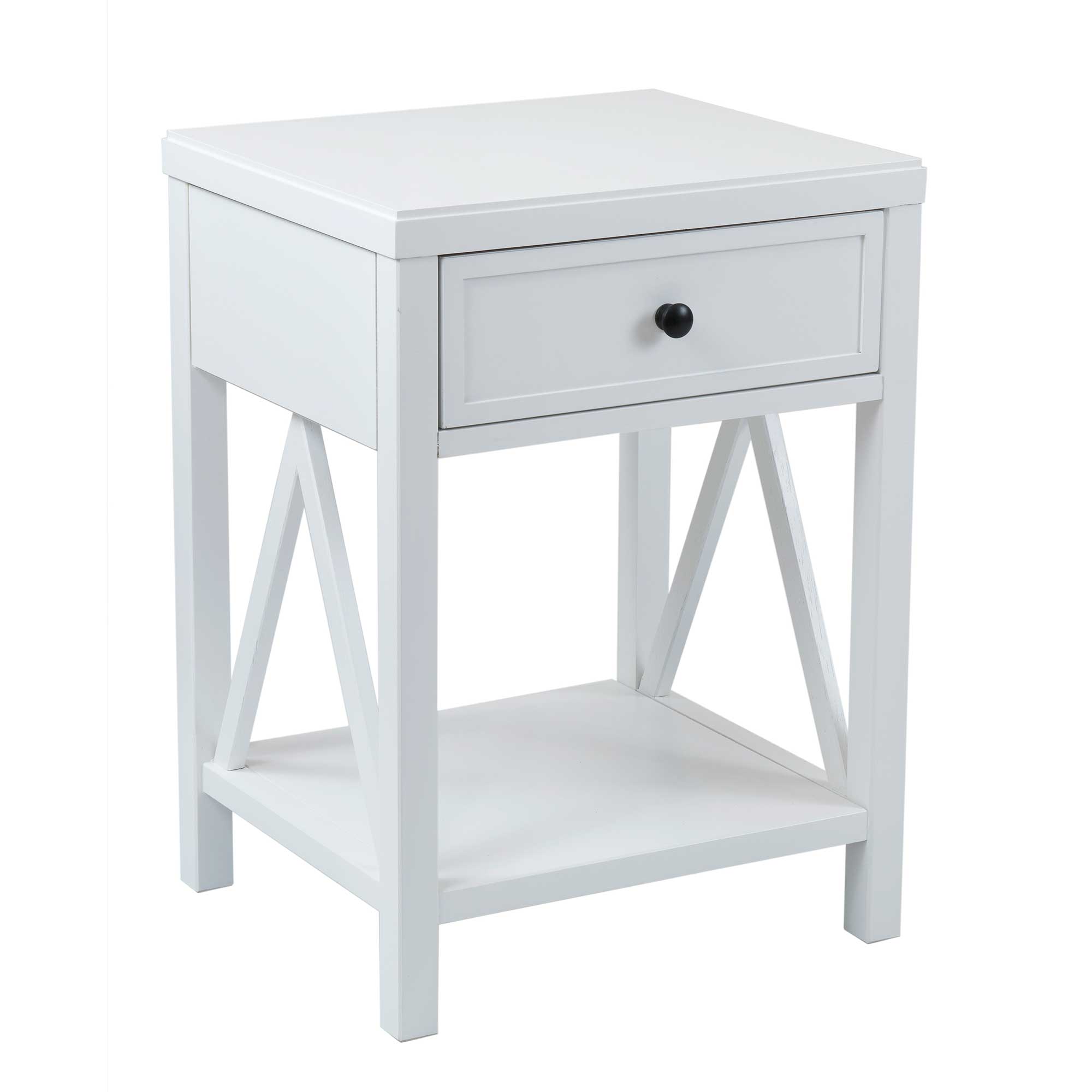 TT-VC-AD301-WH_001 Wright Solid Wood 1-Drawer Nightstand - Image 1