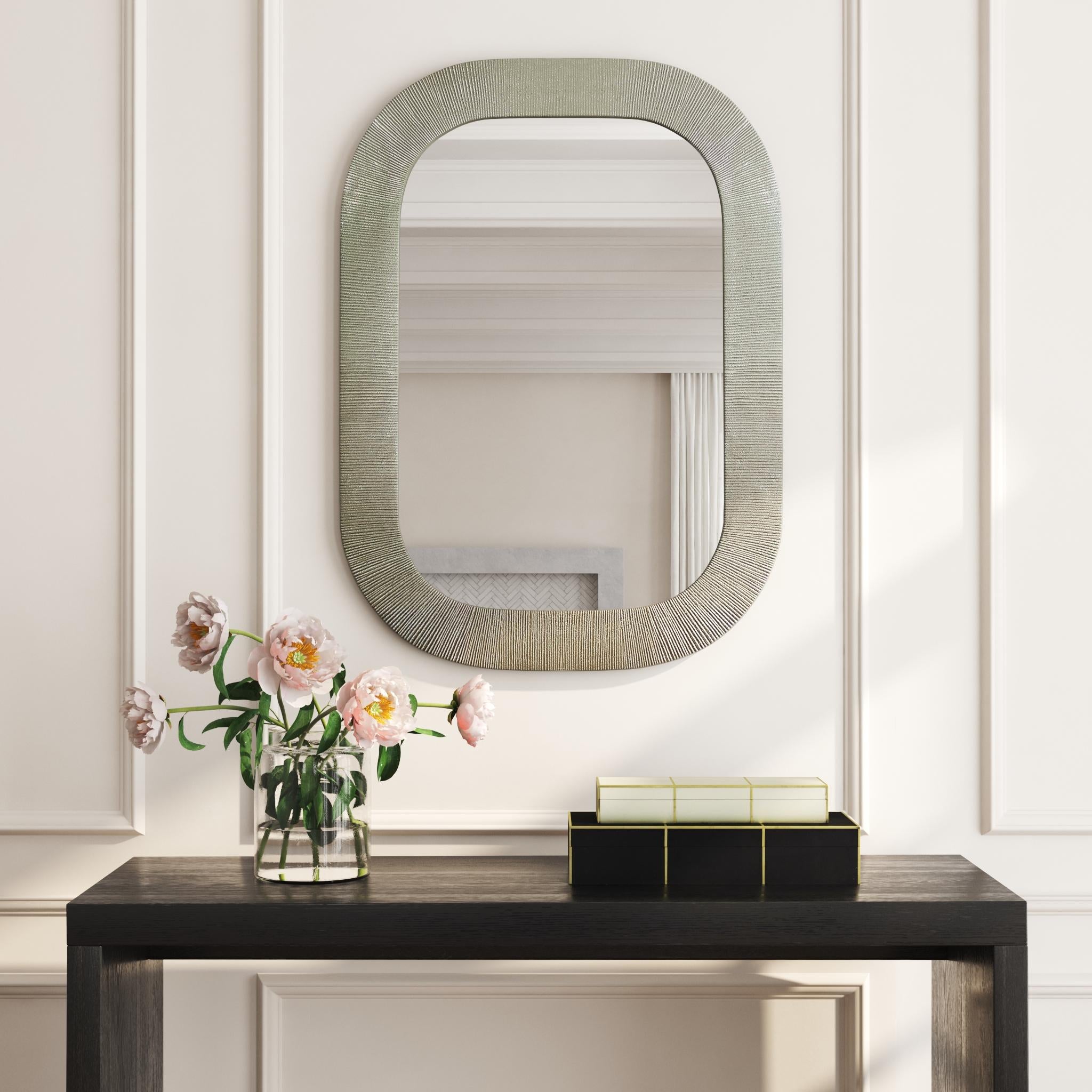 Untitled12 Eva Textured Metal Rectangular Wall Mirror, 26" - Image 1