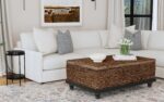 Delilah Handwoven Abaca and Mahogany Storage Coffee Table - Image 8