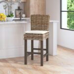 Dyer Handwoven Rattan and Teak Accent Stool with Cushion - Image 2