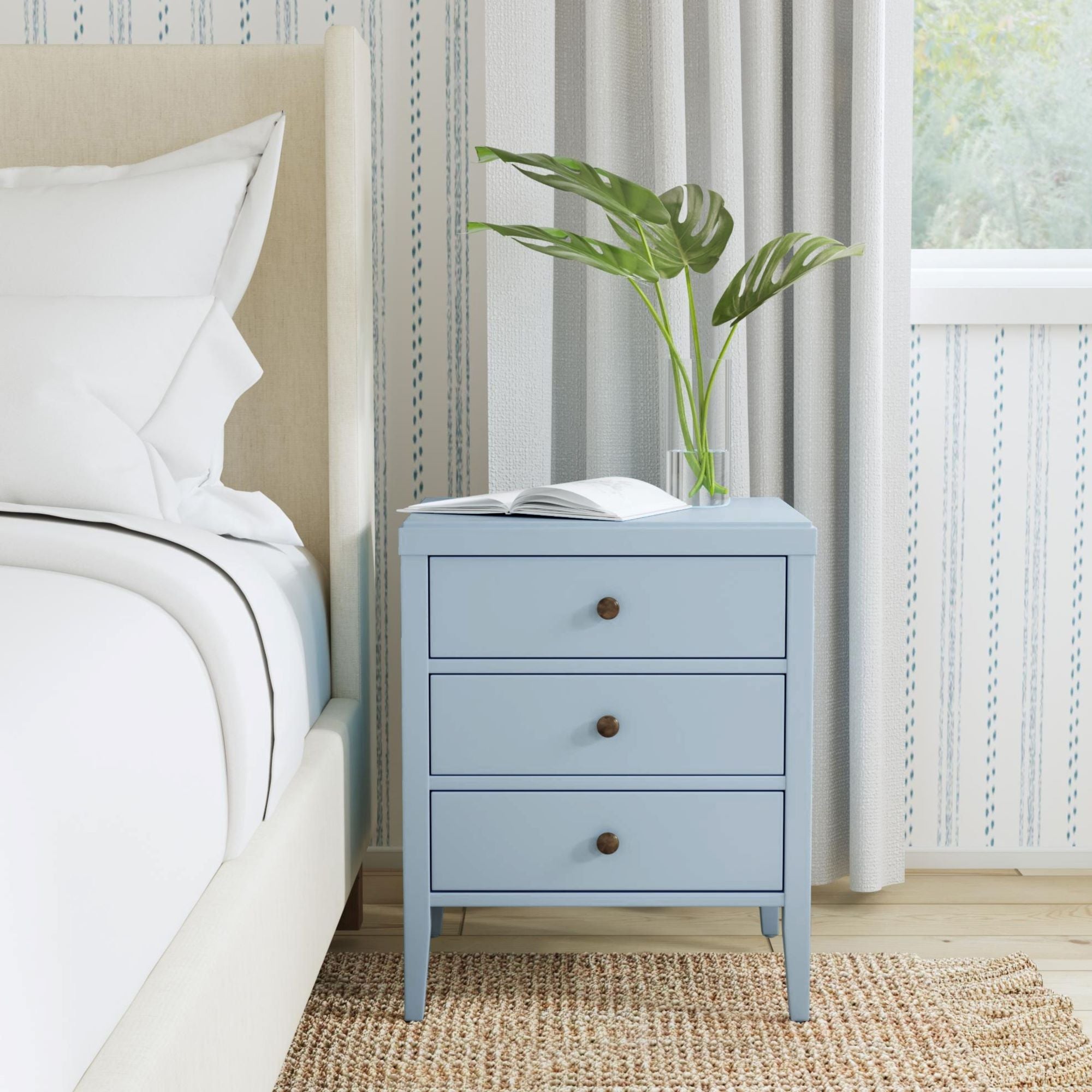 VC-YK339-BL-002-ALL3D Webb Solid Wood 3-Drawer Nightstand - Image 1