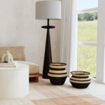 Striped Woven Seagrass Storage Basket - Image 2